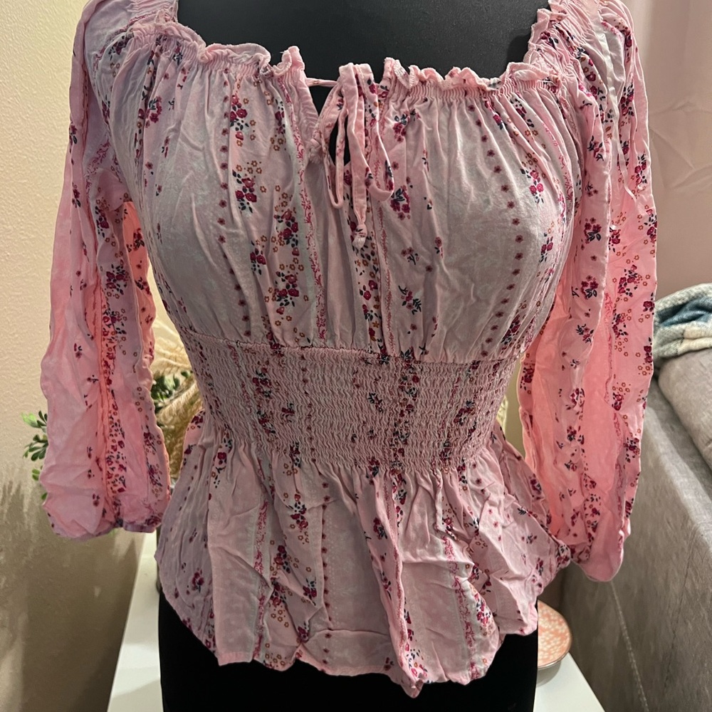 Pink with floral size small off shoulder tank